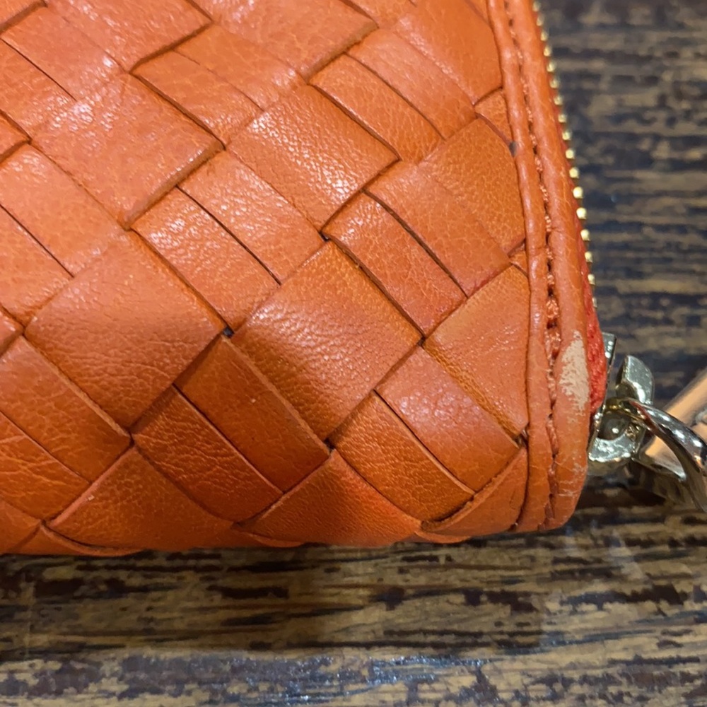 Cole Haan Heritage Weave  Orange Leather Wallet - Picture 13 of 16